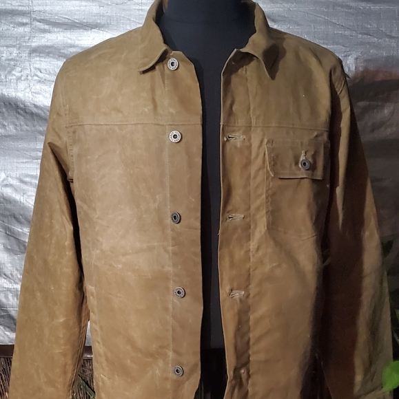 FLINT AND TINDER FLANNEL LINED WAXED TRUCKER JACKE - Picture 10 of 15
